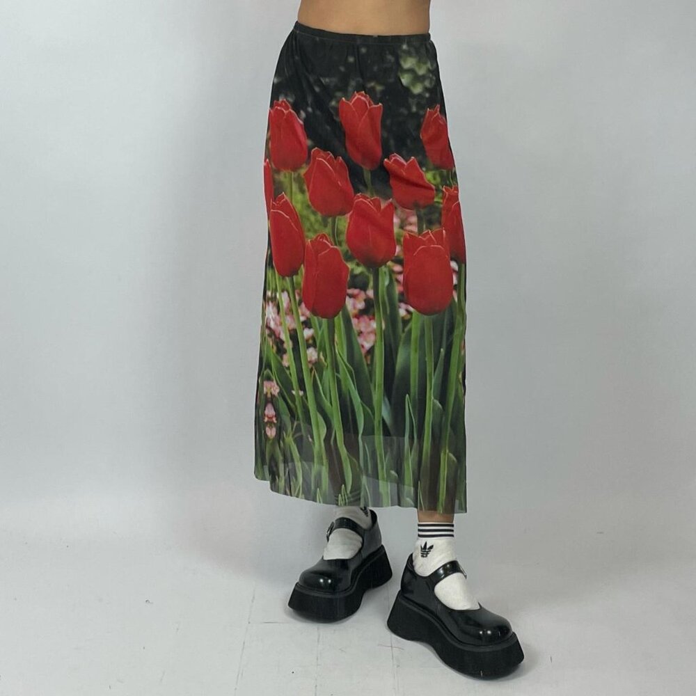 ISO tulip print mesh skirt